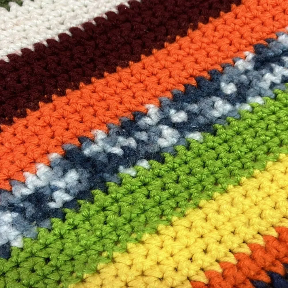 Vintage Granny Crochet Table Runner / Sofa‎ Throw Handmade Multicolor 65x25